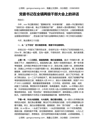 党委书记在全镇两级干部大会上的讲话