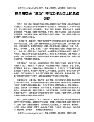 在全市交通“三项”整治工作会议上的总结讲话