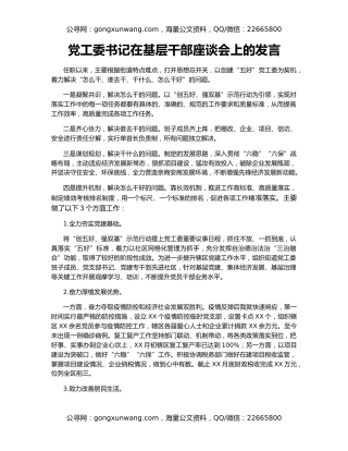 党工委书记在基层干部座谈会上的发言