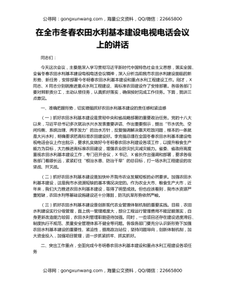 在全市冬春农田水利基本建设电视电话会议上的讲话
