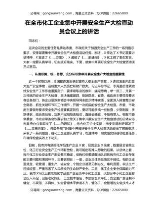在全市化工企业集中开展安全生产大检查动员会议上的讲话