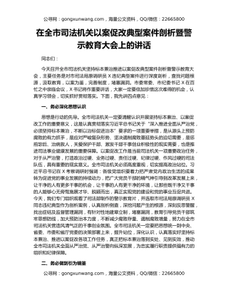 在全市司法机关以案促改典型案件剖析暨警示教育大会上的讲话