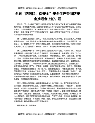 全县“防风险、保安全”安全生产暨消防安全推进会上的讲话