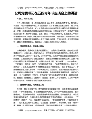 公司党委书记在五四青年节座谈会上的讲话