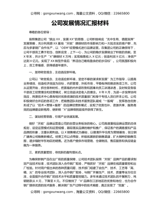 公司发展情况汇报材料