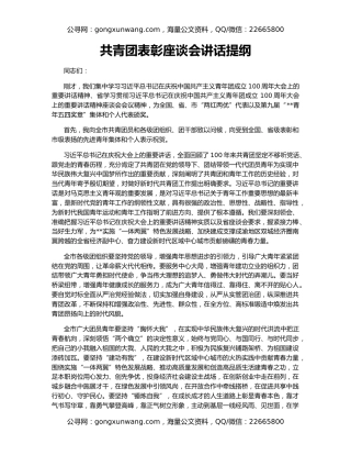 共青团表彰座谈会讲话提纲
