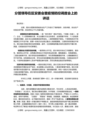 分管领导在区安委会暨疫情防控调度会上的讲话