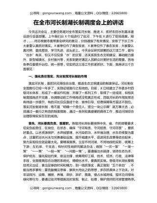 在全市河长制湖长制调度会上的讲话