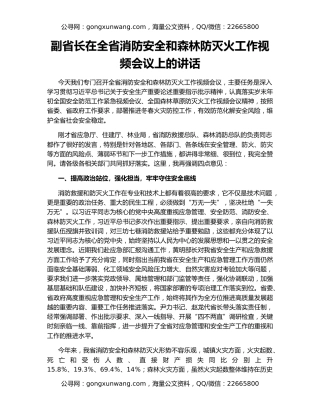 副省长在全省消防安全和森林防灭火工作视频会议上的讲话