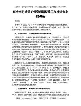 在全市耕地保护督察问题整改工作推进会上的讲话