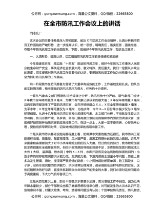 在全市防汛工作会议上的讲话（3）