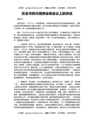 在全市防汛视频会商会议上的讲话