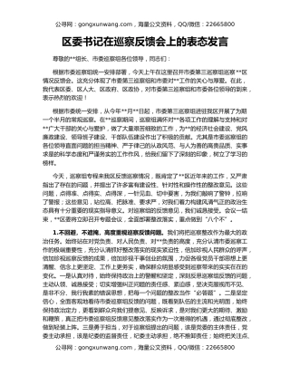 区委书记在巡察反馈会上的表态发言