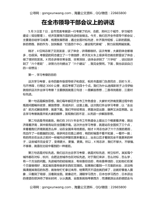 在全市领导干部会议上的讲话（5）