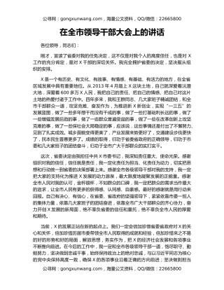 在全市领导干部大会上的讲话（2）