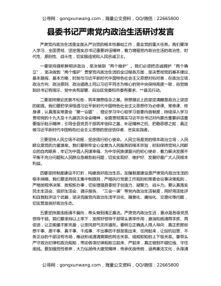 县委书记严肃党内政治生活研讨发言