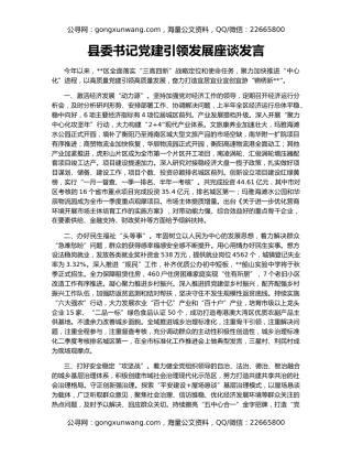 县委书记党建引领发展座谈发言