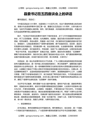 县委书记在五四座谈会上的讲话