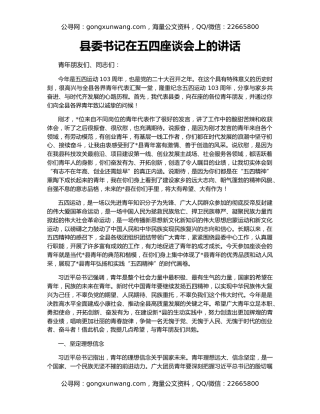 县委书记在五四座谈会上的讲话（2）