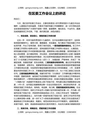 在区委工作会议上的讲话