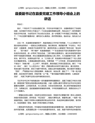 县委副书记在县委党建工作领导小组会上的讲话
