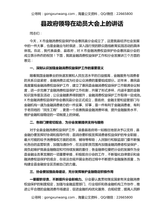 县政府领导在动员大会上的讲话