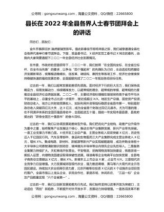 县长在2022年全县各界人士春节团拜会上的讲话