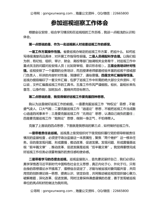 参加巡视巡察工作体会