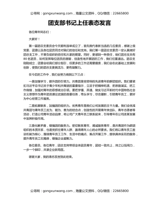团支部书记上任表态发言