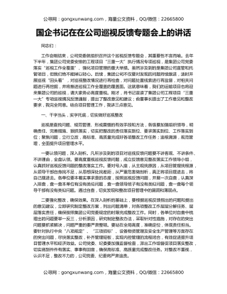 国企书记在在公司巡视反馈专题会上的讲话