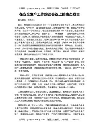 在安全生产工作约谈会议上的表态发言