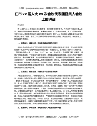 在市xx届人大xx次会议代表团召集人会议上的讲话
