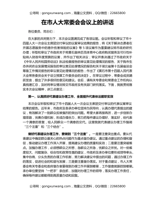 在市人大常委会会议上的讲话（2）