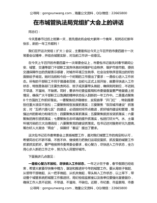 在市城管执法局党组扩大会上的讲话