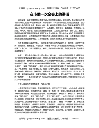 在市委一次全会上的讲话