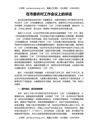 在市委农村工作会议上的讲话（3）