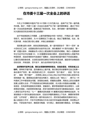 在市委十三届一次全会上的讲话（2）