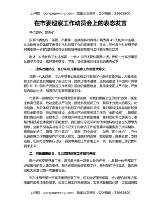 在市委巡察工作动员会上的表态发言