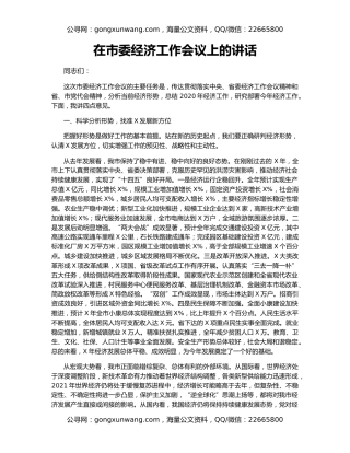 在市委经济工作会议上的讲话（2）