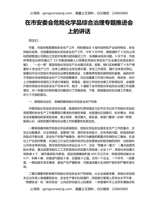 在市安委会危险化学品综合治理专题推进会上的讲话
