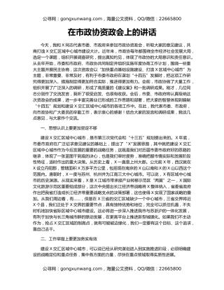 在市政协资政会上的讲话