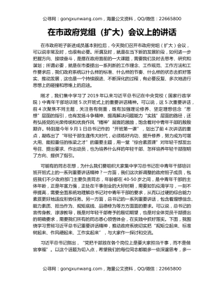 在市政府党组（扩大）会议上的讲话（3）