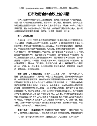 在市政府全体会议上的讲话（5）