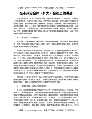 在市政府全体（扩大）会议上的讲话（2）