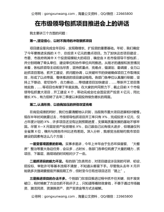 在市级领导包抓项目推进会上的讲话
