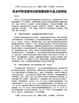 在乡村党支部书记抓党建述职大会上的讲话