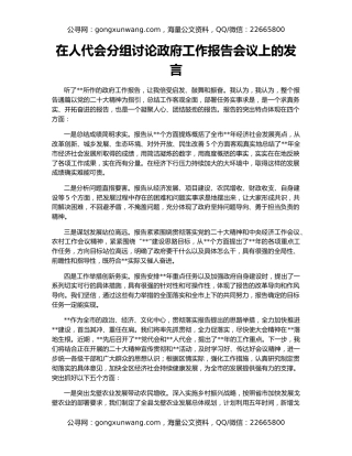在人代会分组讨论政府工作报告会议上的发言
