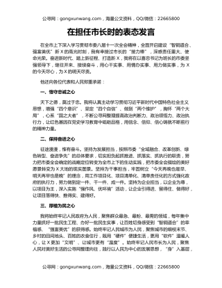 在担任市长时的表态发言