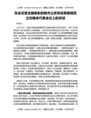 在会见受全国表彰的我市公安系统英雄模范立功集体代表会议上的讲话