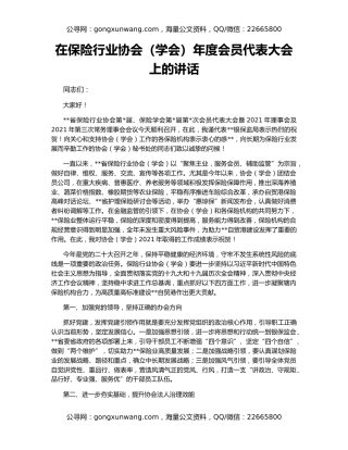 在保险行业协会（学会）年度会员代表大会上的讲话